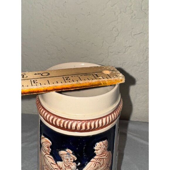 Vintage German Beer Stein 16 Oz Ceramic Handcrafted "Auf Der Alm" Scenes Embosse - Picture 5 of 6